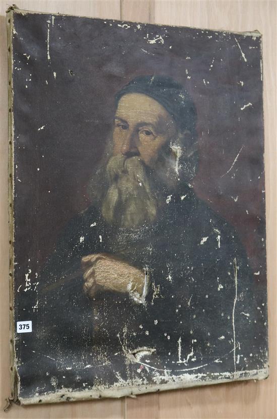 19th century Continental School, oil on canvas, portrait of a bearded man, 78 x 61cm, unframed (a.f.)